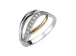 Fingerring Jobo Gr. 54, Silber (Silber 925), Fingerringe, Damen, 54, Silber 925 (Sterlingsilber), Fingerring, 925 Silber Bicolor Vergoldet Mit 9 Zirkonia