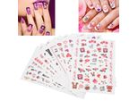 12 Fogli San Valentino Nail Art Adesivi Labbra Rosse Forma Di Cuore Decorazione Unghie Adesivi