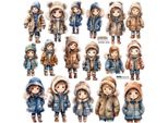 Aufkleber - Scraplove - Winter-Kinder