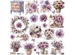 Aufkleber - Scraplove - Fiori Viola - Violette Blumen