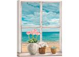 Quadro Su Tela, Finestra Sul Mare - Remy Dellal, Vista Sul Mare I - 70X50 Cm