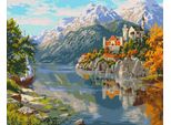 Pittura Da Numeri Con Telaio Quadri Per Pittura - Castello In Montagna 50X40 Cm