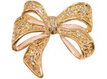 Brosche Firetti "Schmuck Geschenk Ansteckschmuck Schleife", Gold (Gelbgoldfarben, Kristallweiß, Kristallweiß), Broschen, Damen, Messing, Brosche, Mit Zirkonia (Synth.)