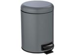 Kosmetikeimer WENKO Leman, grau (grau, schwarz), B:21cm H:24cm T:28cm, Stahl, Mülleimer, Kosmetikeimer, 5 Liter, BxTxH: 21x28x24 cm