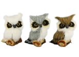 Dekofigur I.Ge.A. "Tierfigur Mini Eule 3Er Set", Weiß, B:5Cm H:8Cm, Polyester, Dekofiguren, Aus Kunstfell Vogel Dekovogel Statue Ornament Pelz PlüSchtier Waldtier