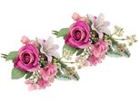 Kunstblume I.Ge.A. "Kunstblumen-Strauß Rosen Lilien Hortensie", Rosa, B:18Cm H:35Cm L:17Cm, Polyester, Kunstpflanzen, Blumenstrauß Bouquet Blume Grabschmuck Aufleger Grabdeko