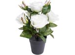 Kunstblume BOTANIC-HAUS "Rosenbusch", Weiß, B:20Cm H:27Cm T:20Cm Ø:20Cm, Kunststoff, Kunstpflanzen