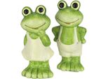 Dekofigur I.Ge.A. "Figur Frosch", GrüN (GrüN, Weiß), B:6Cm H:13Cm, Terrakotta, Dekofiguren, Dekofigur Gartendeko Tierfigur Garten Deko Statue Gartenfigur