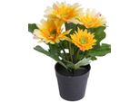 Kunstblume BOTANIC-HAUS "Gerbera Mit 5 BlüTen", Gelb, B:24Cm H:26Cm T:24Cm Ø:24Cm, Kunststoff, Kunstpflanzen