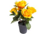 Kunstblume BOTANIC-HAUS "Rosenbusch", Gelb, B:20Cm H:27Cm T:20Cm Ø:20Cm, Kunststoff, Kunstpflanzen