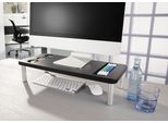 Standregal Ruco, Grau (Aluminiumfarben, Schwarz), B:56Cm H:13Cm T:24Cm, Kunststoff, Regale, Standregal, (MonitorstäNder), Aluminium/Kunststoff