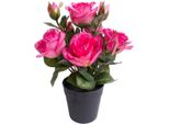 Kunstblume BOTANIC-HAUS "Rosenbusch", Bunt (Beauty), B:20Cm H:27Cm T:20Cm Ø:20Cm, Kunststoff, Kunstpflanzen