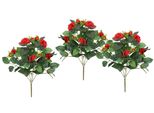 Kunstblume I.Ge.A. "KüNstlicher Rosenbusch", Rot, B:17Cm H:34Cm L:17Cm, Polyester, Kunstpflanzen, Kunstrose Blume Strauß Bouquet Rosen Rosenbouquet Wildrose