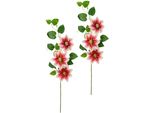 Kunstblume I.Ge.A. "Clematisranke Waldrebe", Rosa, B:14Cm H:80Cm L:9Cm, Polyester, Kunstpflanzen, Zweig Einzelblume Stielblume, 2Er Set