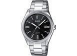 Quarzuhr, Silber (Edelstahlfarben, Schwarz), Casio Timeless Collection, Armbanduhren, Damen, Quarzuhr, Armbanduhr, Damenuhr, Herrenuhr, Edelstahlarmband, Neo-Display, Tag