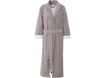 Unisex-Bademantel GÖZZE Turin, ideal für Sauna & Spa, Hotelbademantel, Morgenmantel Gr. XXL, grau (taupe), L:128cm in Gr. XXL, Baumwoll-Mix, Hausmäntel, Bademantel, für Damen & Herren, mit Gürtel und zwei aufgesetzten Taschen, lang