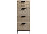 Rebecca Mobili Cassettiera Stretta Con 4 Cassetti In Legno, Marrone