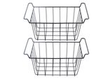 2 Cestini Portaoggetti In Filo Metallico Per Congelatori, Rivestiti In Pe, Scaffali Sospesi, Organizzatori, Contenitori, Neri, Per Ripiani Di Frigoriferi