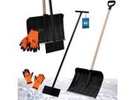 Kotarbau® Set Pala Da Neve Con Manico In Legno 131 Cm Raschietto Per Il Ghiaccio 119 X 20 Cm + Guanti Pala Da Neve Calda Rimuovi Neve Pala Da Neve Auto Raschietto A Spinta Con Manico Pala Con Manico