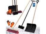Kotarbau® Set Pala Da Neve Con Manico In Legno 131 Cm Scopa Stradale Con Manico 43 Cm Raschietto Per Ghiaccio 119 X 20 Cm + Guanti Pala Da Neve Spazzola Da Neve Spazzola Da Neve Manico In Legno Per Rimozione Neve