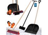Kotarbau® Set Pala Da Neve Con Manico In Legno 137 Cm Scopa Stradale Con Manico 43 Cm Raschietto Per Ghiaccio 119 X 20 Cm + Guanti Pala Da Neve Spazzola Da Neve Spazzola Da Neve Manico In Legno Per Rimozione Neve