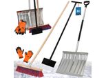 Kotarbau® Set Pala Da Neve Con Lama In Alluminio 38 X 50 Cm Scopa Stradale Con Manico 150 Cm Raschietto Per Ghiaccio 119 Cm + Guanti Pala Da Neve Attrezzo Per Lo Sgombero Della Neve Manico Della Pala Per Lo Sgombero Della Neve