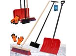 Kotarbau® Set Pala Da Neve Con Manico In Metallo 133 Cm Scopa Stradale Con Manico 150 Cm Raschietto Per Ghiaccio 119 X 20 Cm + Guanti Pala Da Neve Spazzaneve Manico Per Rimozione Neve
