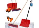 Kotarbau® Set Pala Da Neve Con Manico In Metallo 133 Cm Scopa Stradale 43 Cm + Guanti Pala Da Neve Scopa Da Sgombero Con Manico Pala Da Neve Per Esterni Auto Per Sgombero Neve