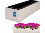 Kotarbau® Cassetta Per Fiori In Legno 64X20Cm Con Vaso Interno Cassetta Per Balconi Bianco Vaso Per Fiori Fioriera Vaso Per Fiori In Legno Cassetta Per Fiori Da Esterno Balcone Giardino Terrazza Con Inserto