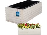Kotarbau® Cassetta Per Fiori In Legno 44X20Cm Con Vaso Interno Cassetta Per Balconi Bianco Vaso Per Fiori Fioriera Vaso Per Fiori In Legno Cassetta Per Fiori Per Balconi All'aperto Cassetta Per Giardini Con Inserto