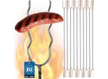 Kotarbau® Set Di 10 Spiedini Per Barbecue Forchetta Per Barbecue Filo D'acciaio Spiedini Da Campeggio 100 Cm Manico In Legno Accessori Per Barbecue Forchetta Per Salsicce Spiedini Per Barbecue Bastoncini Ondulati Per Salsicce Gadget Per Barbecue Spiedini Da Campeggio Lunghi