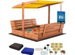 Kotarbau® Sabbiera Con Copertura 140 X 140 Cm Grande Sabbiera In Legno Marrone Con Tetto Giallo Sabbiera Con Copertura Sabbiera Con Tetto Gioco Da Giardino Per Bambini Impregnato Chiudibile A Chiave Con Panchine