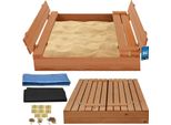 Kotarbau® Sabbiera Con Coperchio 100 X 100 Cm Marrone Grande Sabbiera In Legno Sabbiera Con Panca E Coperchio Giochi Da Giardino Bambini Impregnati Chiudibile Con Panche