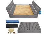 Kotarbau® Sabbiera Con Copertura 140 X 140 Cm Grigio Grande Sabbiera In Legno Sabbiera Con Panca E Copertura Giochi Da Giardino Bambini Impregnato Chiudibile Con Panche