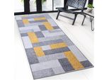 Tappeto Su Misura New York Grey Con Accenti Di Colore Giallo 80 X 250 Cm