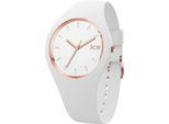 Quarzuhr ICE-WATCH ICE glam - S37 - 3H, weiß, Armbanduhren, Damen, Armbanduhr, Damenuhr, Silikonarmband, analog