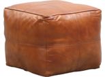 Sgabello Vintage Con Cuscino Pouf In Pelle Fjord