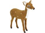 Dekofigur I.Ge.A. "Tierfigur Reh Aus Kunstfell", Braun, B:22Cm H:21Cm, Polyester, Dekofiguren, Realistisches Waldtier Statue Ornament PlüSchtier Weihnachtsdeko