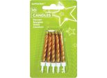 Amscan INT996459 - 10 Candele A Spirale Oro Altezza 6,3 Cm, Decorazione