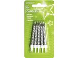 Amscan INT996458 - 10 Candele A Spirale Argento Altezza 6,3 Cm, Decorazione