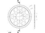 Pignone In Acciaio Supersprox 428 - 51T (Nero) RFE-1842:51-BLK|ID 62,0 Lk 80,0 6 Fori