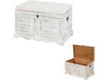Cassapanca In Legno T356, Panca Portaoggetti, Effetto Shabby Vintage 50X76X45Cm ~ Bianco