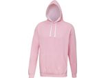 Felpa Con Cappuccio Awdis RW165 (S) (Rosa Baby/Bianco Artico)
