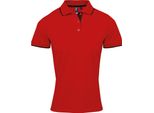 Premier Ladies Contrast Cool Check Polo Shirt RW5519 (Xl) (Rosso/Nero)