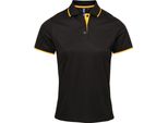 Premier Ladies Contrast Cool Check Polo Shirt RW5519 (M) (Nero/Giallo)