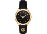 Quarzuhr MICHAEL KORS SLIM RUNWAY, schwarz, Armbanduhren, Damen, Armbanduhr, Damenuhr, Lederarmband, analog