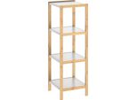 Casaria Scaffale Da Bagno & Cucina 4 Ripiani Bambù Mobile A Colonna Portaspezie Scarpiera