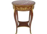 Casa Padrino Tavolino Barocco Con Piano In Marmo Marrone / Oro / Rosso Ø 45 X H. 75 Cm - Tavolino Rotondo In Stile Barocco - Mobili Barocchi