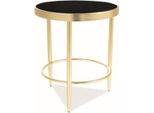 Tavolino Di Design Casa Padrino Oro Opaco / Nero Ø 42 X H. 48 Cm - Tavolino Rotondo Con Piano In Vetro - Mobili Da Soggiorno