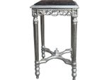 Casa Padrino Tavolino Barocco Quadrato Argento Con Piano In Marmo Nero 41 X 41 X H 73 Cm Stile Antico - Tavolino Telefono A Fiori